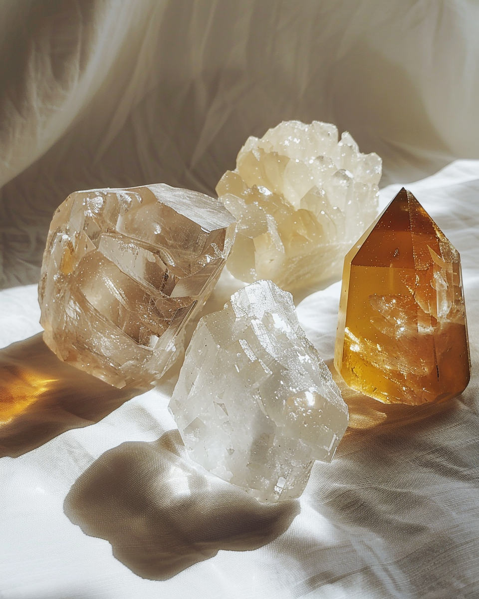 Verzameling van kristallen en edelstenen voor energetische balans en welzijn bij Mindful Living Therapeutics.