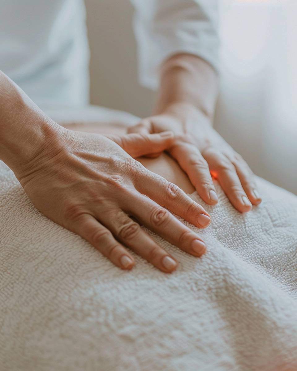 Energetische Access Body Process behandeling door een therapeut voor diepe ontspanning en lichamelijk herstel.