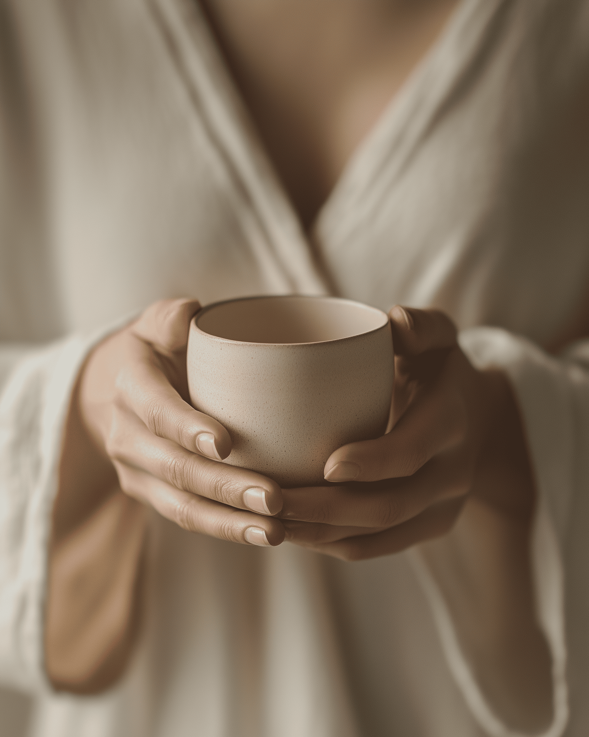Mindful genieten van een kop thee, passend bij holistische zorg en mentaal welzijn